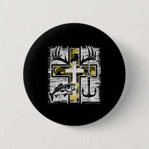 Glauben Angelsport Jagd Tarndruck Kreuz B Haken Ch Button