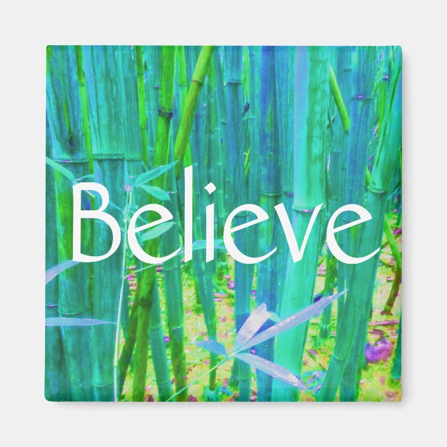 Glauben Bamboo Blau und Grün Magnet (Vorne)