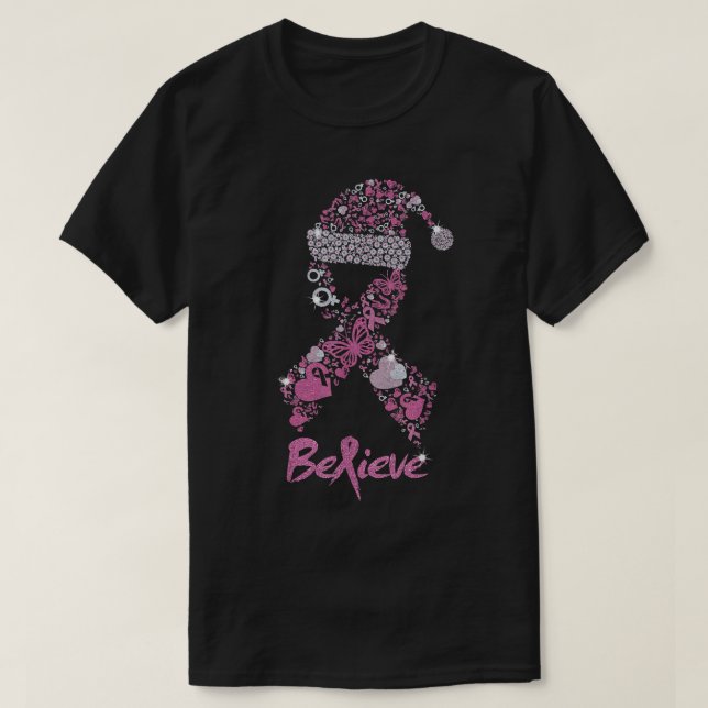 Glauben Brustkrebs Weihnachtsfeiertage Weihnachtsm T-Shirt (Design vorne)