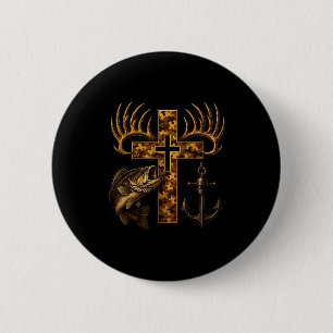 Glauben Christen-Tarnkreuz für Fischer und Jäger Button