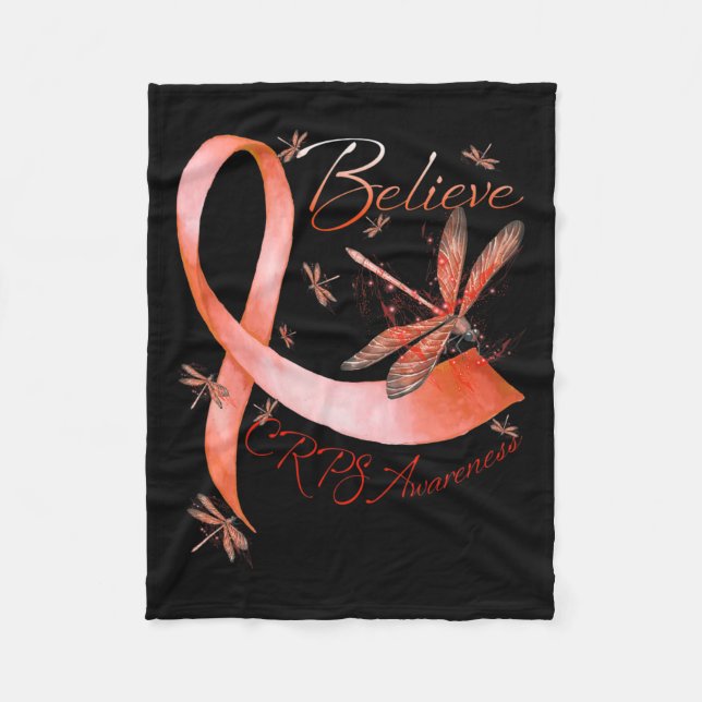 Glauben Crps Bewusstsein Orange Ribbon Dragonfly L Fleecedecke (Vorderseite)