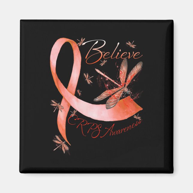 Glauben CRPS Bewusstsein Orange Ribbon Dragonfly L Magnet (Vorne)