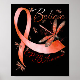 Glauben CRPS Bewusstsein Orange Ribbon Dragonfly L Poster