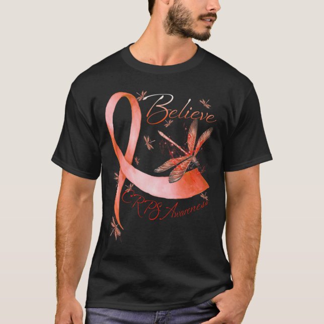 Glauben Crps Bewusstsein Orange Ribbon Dragonfly L T-Shirt (Vorderseite)