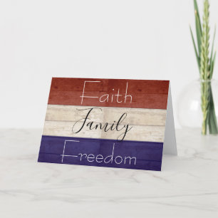 Glauben Familie Freiheit patriotische Holzpostkart Karte