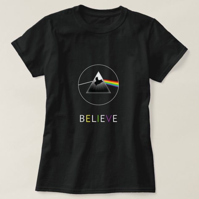 Glauben-Fliegen Schwein-Prisma T-Shirt (Design vorne)