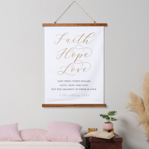 Glauben, Hoffnung, Liebe Holzbespannte Wandteppich Mit Holzrahmen