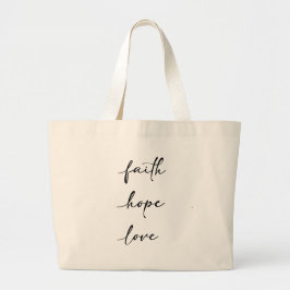 Glauben Hoffnung Liebe Schrift Typography-Tasche Jumbo Stoffbeutel
