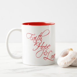 Glauben-Hoffnung und Liebe --Die drei beststen Zweifarbige Tasse