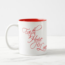 Glauben-Hoffnung und Liebe --Die drei beststen Zweifarbige Tasse