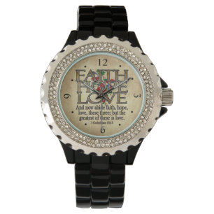 Glauben-Hoffnungs-Liebe-eleganter BibelScripture Armbanduhr
