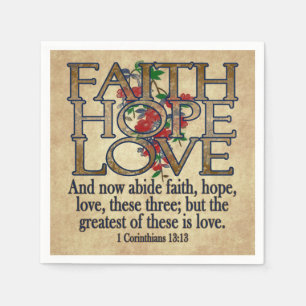 Glauben-Hoffnungs-Liebe-eleganter BibelScripture Serviette