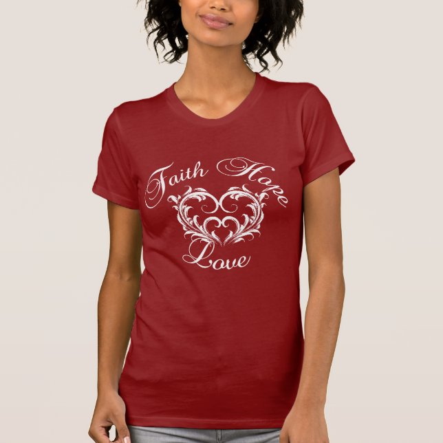 Glauben-Hoffnungs-Liebe-Herz T-Shirt (Vorderseite)