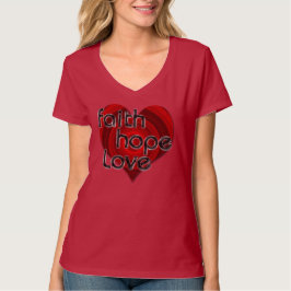 Glauben-Hoffnungs-Liebe-schwarzes/rotes T-Shirt
