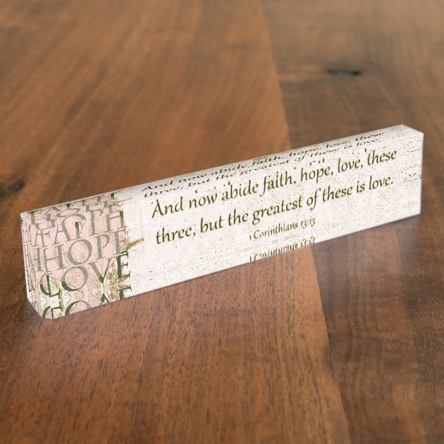 Glauben-, Hoffnungs-und Liebe-Acryl-Skulptur Namensplakette (Seite)