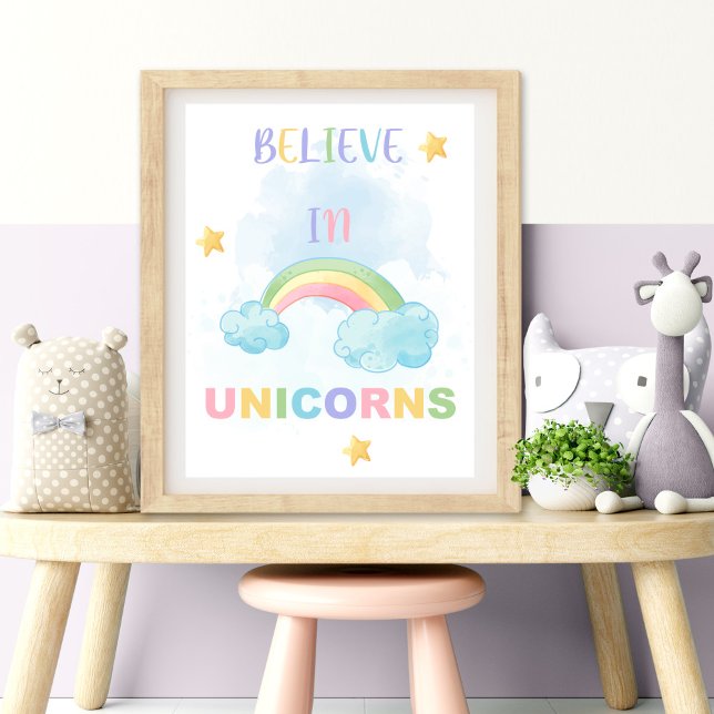 GLAUBEN IM UNICORD Kinderzimmer Mauer Kunst Fotodruck (BELIEVE IN UNICORN Nursery Wall Art)