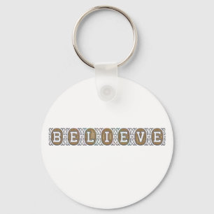 GLAUBEN Inspiration Motivation Gold Text White Schlüsselanhänger