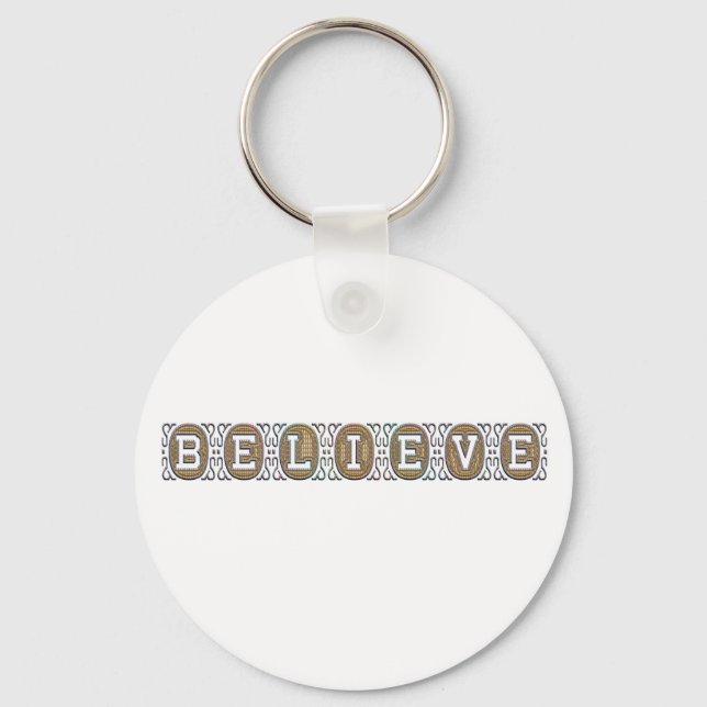 GLAUBEN Inspiration Motivation Gold Text White Schlüsselanhänger (Vorderseite)