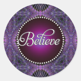 Glauben: Inspirier | Lila Fraktale Rundkleber Runder Aufkleber