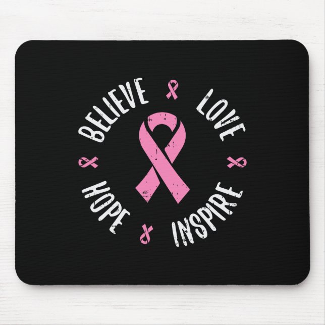 Glauben Liebe Hoffnung rosa Ribbon Brustkrebs Awar Mousepad (Vorne)