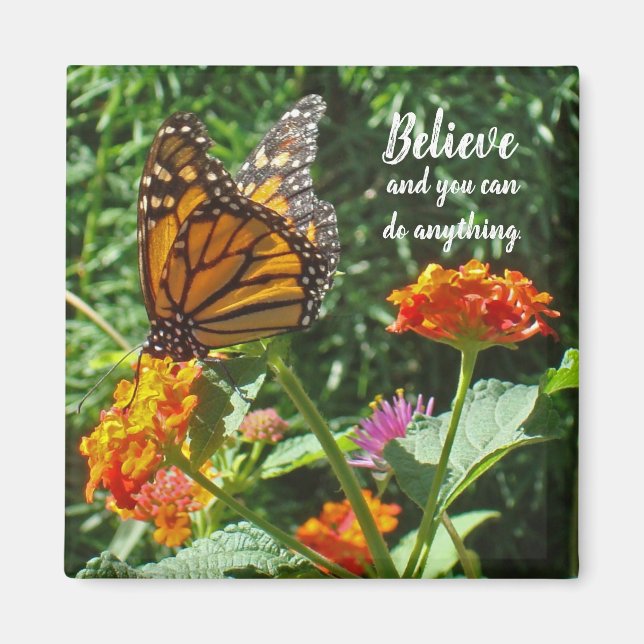 Glauben Orange Monarch Butterfly Foto Inspiration Magnet (Vorne)