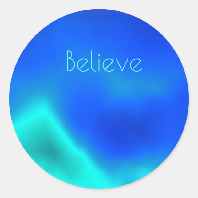 "Glauben" Schöner Blue Round Sticker (Vorderseite)