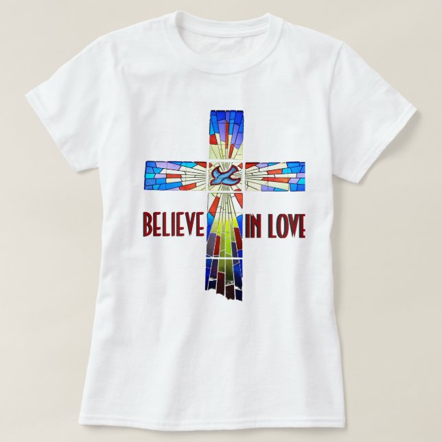 Glauben Sie an das Shirt aus festem Glas in Liebe (Design vorne)