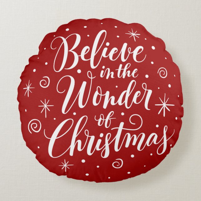 Glauben Sie an das Wunder der Weihnachtsbriefe Rundes Kissen (Vorderseite)