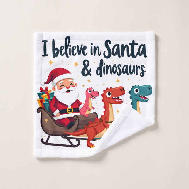 Glauben Sie an den Weihnachtsmann und Dinosaurier  Waschlappen (Waschlappen)
