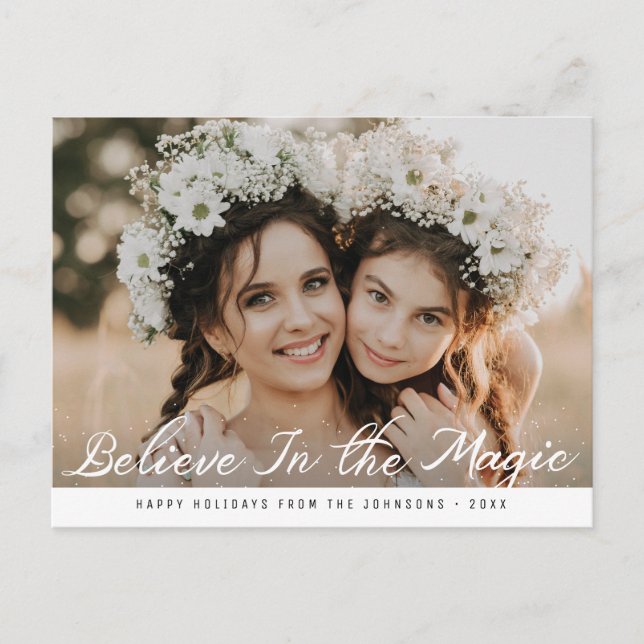 GLAUBEN SIE AN DEN ZAUBER | frohe Weihnachten Postkarte (Vorderseite)