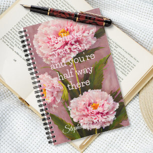 Glauben Sie an die Inspiration der rosa Nelkenblüt Notizbuch