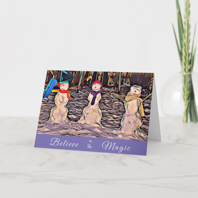 Glauben Sie an die "Magic Snow People Holiday Card Karte (Vorderseite)