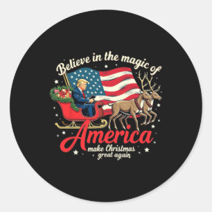 Glauben Sie an die Magie Amerikas machen Weihnacht Runder Aufkleber