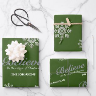 Glauben Sie an die Magie der Weihnachten   Green Geschenkpapier Set
