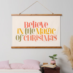 Glauben Sie an die Magie der Weihnachten - Retro-S Wandteppich Mit Holzrahmen