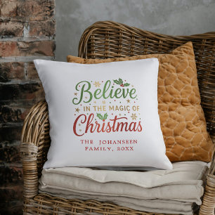 Glauben Sie an die Magie der Weihnachtstypografie Kissen
