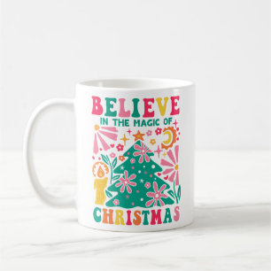 Glauben Sie an die Magie von Weihnachten Retro Boh Kaffeetasse