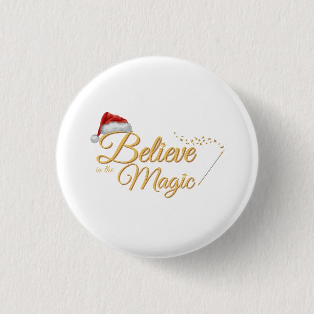 Glauben Sie an die Magie - Whimsical Holiday Desig Button (Vorderseite)