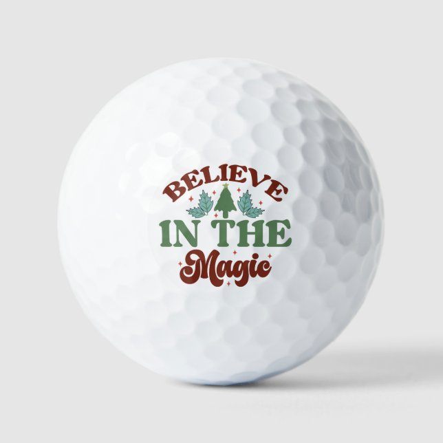Glauben Sie an die magischen Retro Weihnachtsfeier Golfball (Vorderseite)