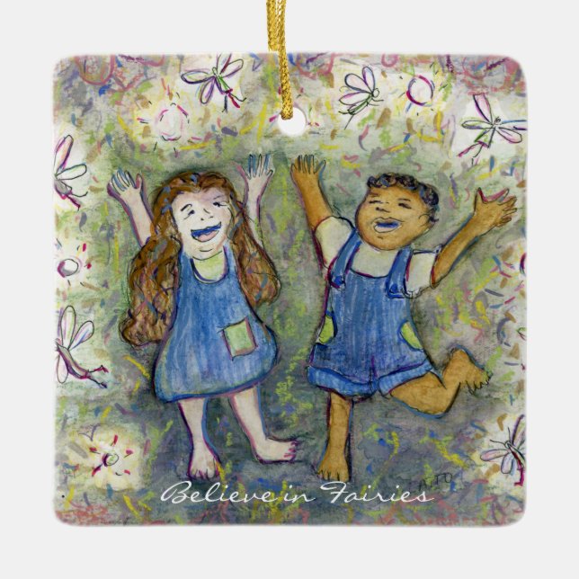Glauben Sie an Fairies Fun Art Custom Ornaments Keramikornament (Vorderseite)