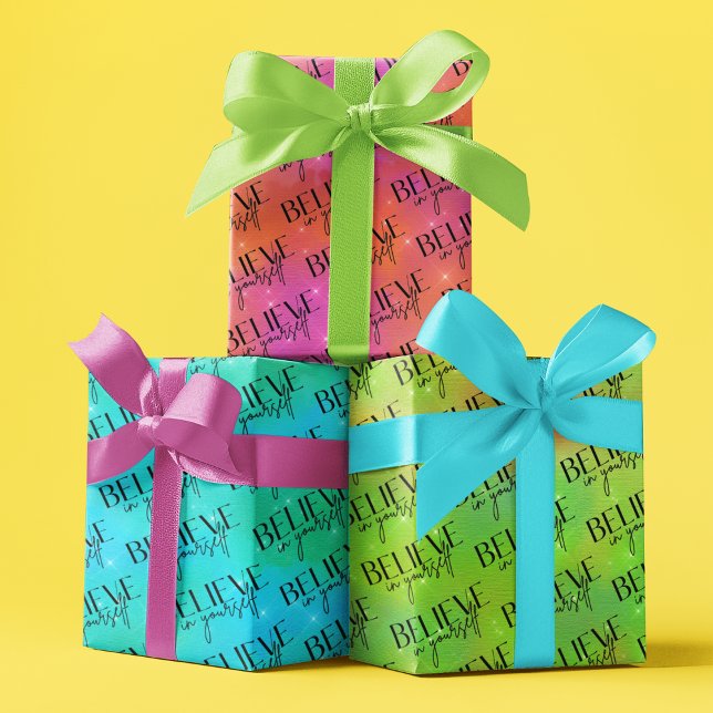 Glauben Sie an Ihre eigenen Papierblätter Geschenkpapier Set (Empower someone to believe in themselves with these colorful wrapping paper sheets! )