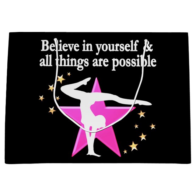 GLAUBEN SIE AN IHRE GYMNASTIKZIELE UND TRÄUME GROßE GESCHENKTÜTE (Vorderseite)