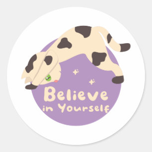 Glauben Sie an Ihre selbst Kawaii Katze Doing Yoga Runder Aufkleber