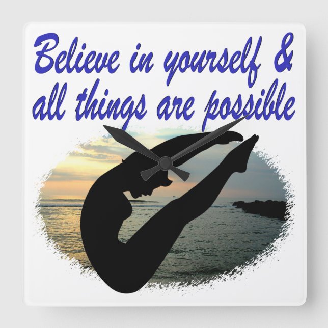 GLAUBEN SIE AN IHRE SELBSTSTÄNDE QUADRATISCHE WANDUHR (Vorderseite)