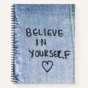 Glauben Sie an sich Blue Denim Motivierend Notizbuch