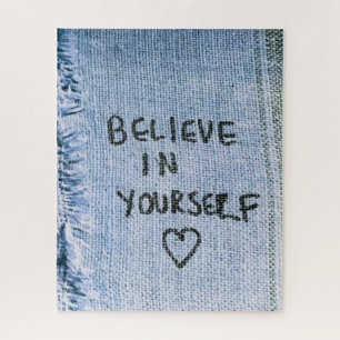Glauben Sie an sich Blue Denim Motivierend Puzzle