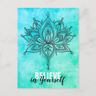 Glauben Sie an sich selbst Lotus Mandala Türkis Postkarte