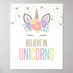 Glauben Sie an Unicorns Rainbow Unicorn Poster