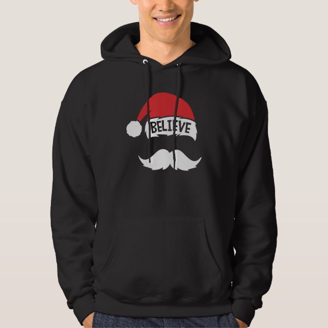 Glauben Sie an Weihnachtsmannmütze Mustache Famili Hoodie (Vorderseite)