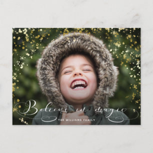 Glauben Sie an Zauberkalligraphie und Gold-Glitzer Postkarte